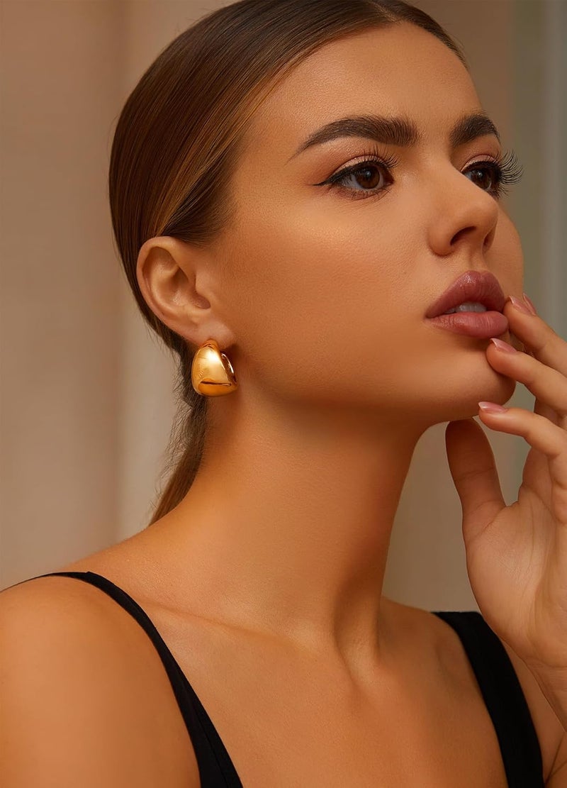 IFKM 24 Pairs Gold Hoop Earrings Set for Women Hypoallergenic Chunky Chain Twisted Open Hoops Dangle Earring Packs for Birthday Party Christmas Fashion Jewelry Gift - Image 3